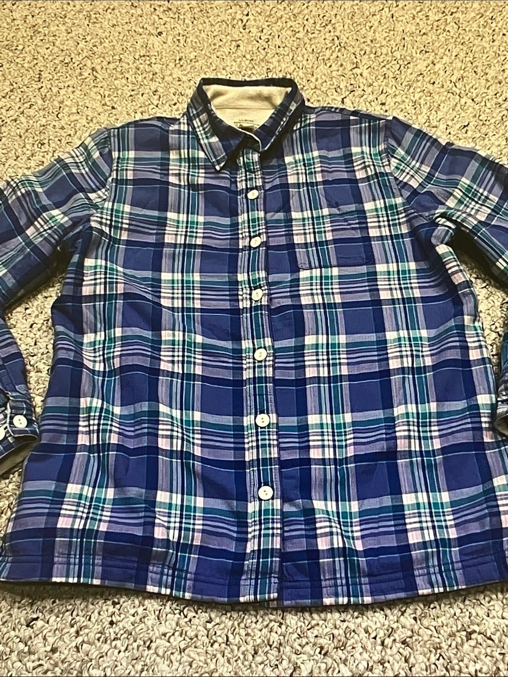 L.L. Bean Blue Plaid Button-Down Shirt